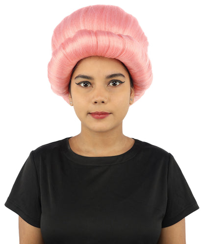 HPO Women's Voluminous Golden Blonde Grandma Wig | Medium Puffy Afro Style with Silver Texture, Synthetic Fiber & Adjustable Fit | Halloween, 100th Day of School, Theater & Funny Costume