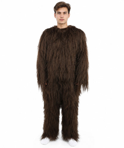 HPO Unisex Extreme Hairy Person Costume, Mask and Bundle - Full-Body Hair Suit Extra-Long Ash Brown Costume Wig for Halloween, Cosplay & Parties