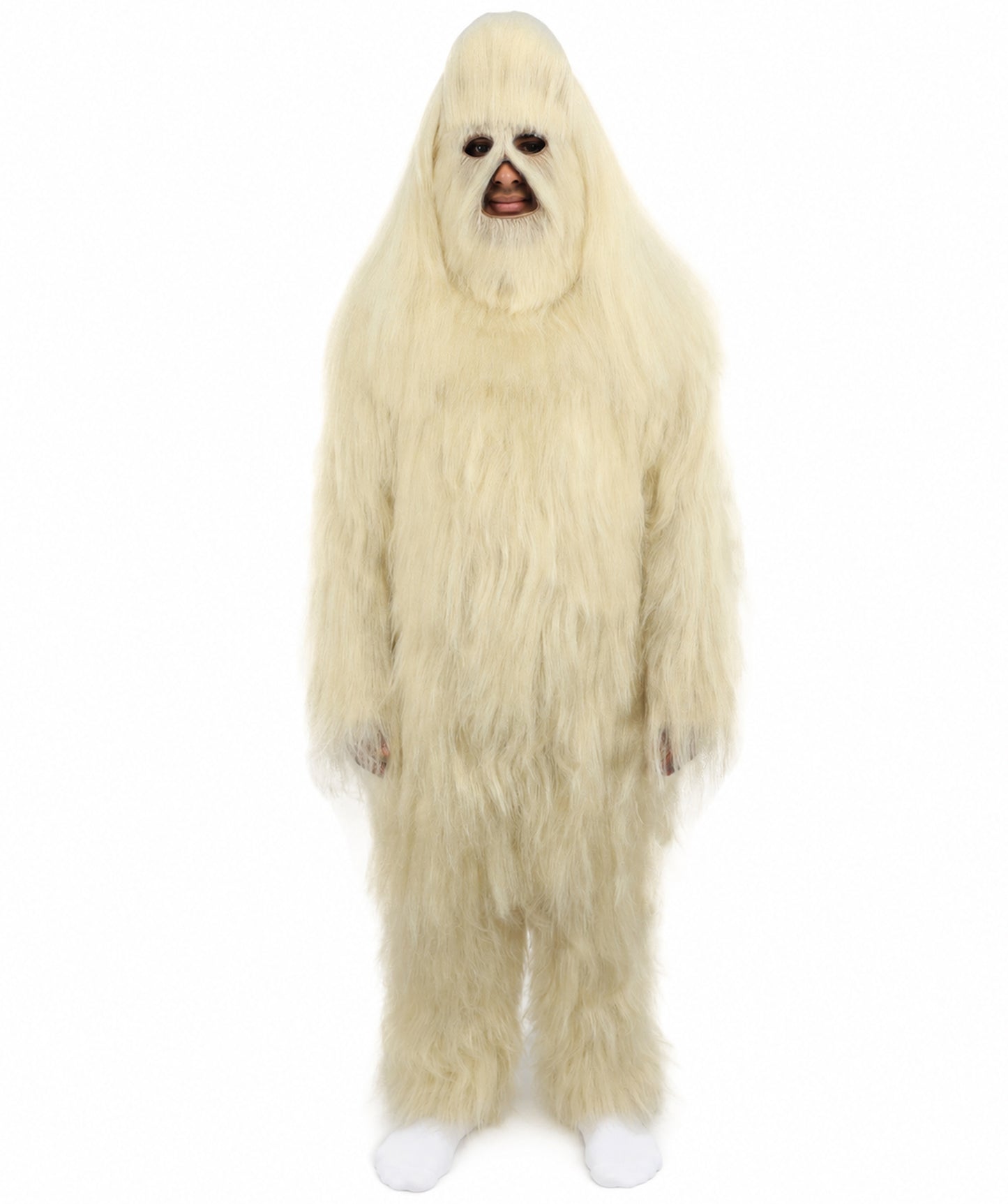 HPO Unisex Extreme Hairy Person Costume, Mask and Bundle - Full-Body Hair Suit Extra-Long Ash Brown Costume Wig for Halloween, Cosplay & Parties