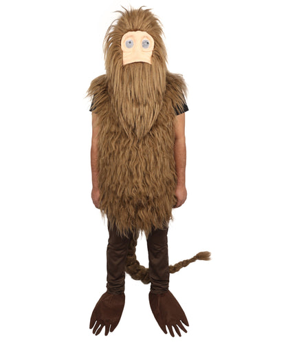 Adult Brown Furry Monster Costume Bundle & Mask Set with Tail | Bodysuit with Head Mask for Men | for Halloween, Cosplay & Themed Parties