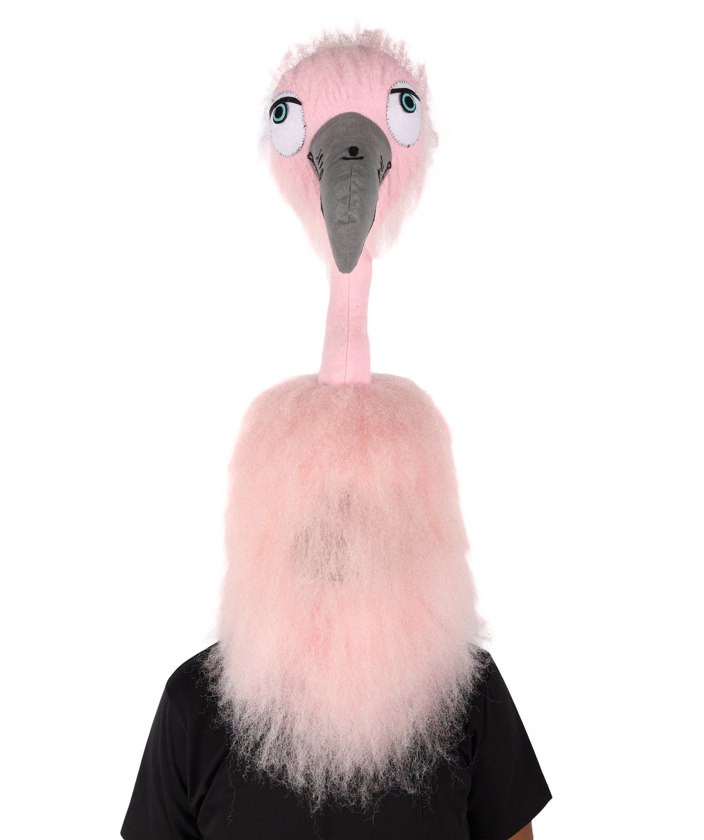HPO Uuisex Full-Body Plush Pink Flamingo Bird Costume Set with Oversized Mask & Full Suit| Perfect for Halloween| Flame-retardant Synthetic Fabric