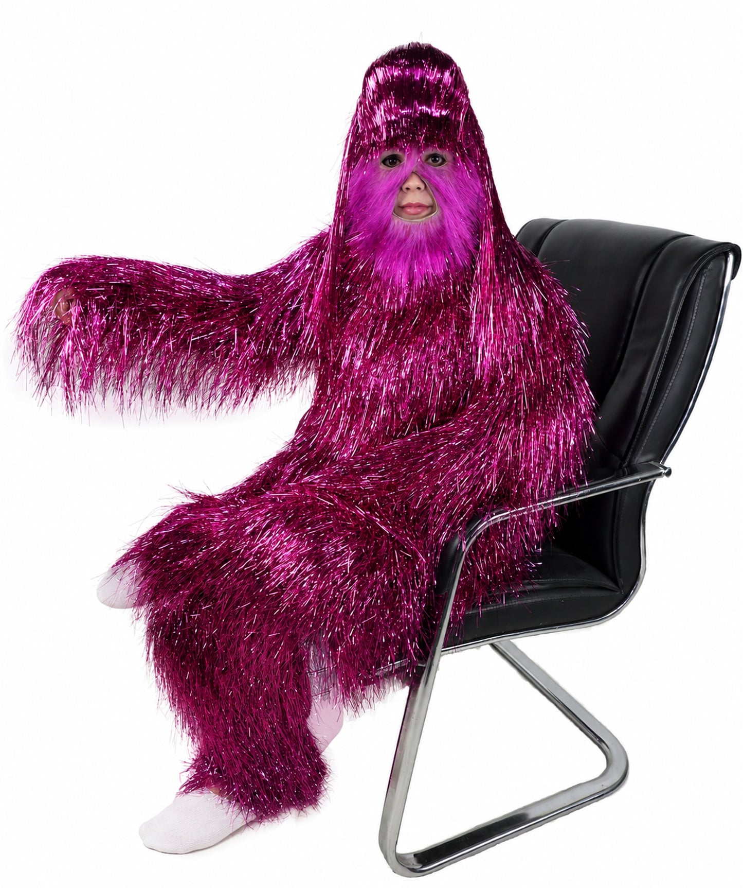 HPO Unisex Teen Extreme Tinsel Hairy Person Costume Bundle & Mask Set - Full-Body Tinsel Hair Suit Extra-Long Costume Wig for Halloween, Cosplay & Parties - Multiple Color Options
