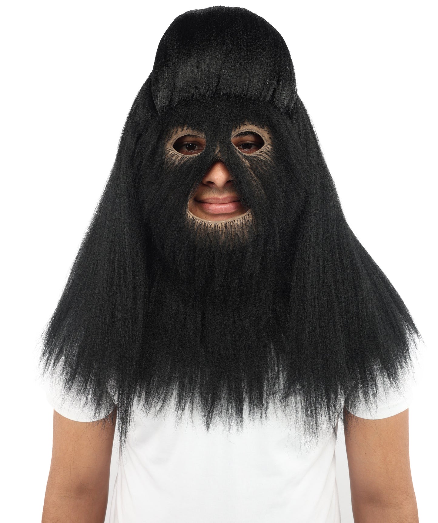 HPO Unisex Extreme Hairy Person Costume, Mask and Bundle - Full-Body Hair Suit Extra-Long Ash Brown Costume Wig for Halloween, Cosplay & Parties