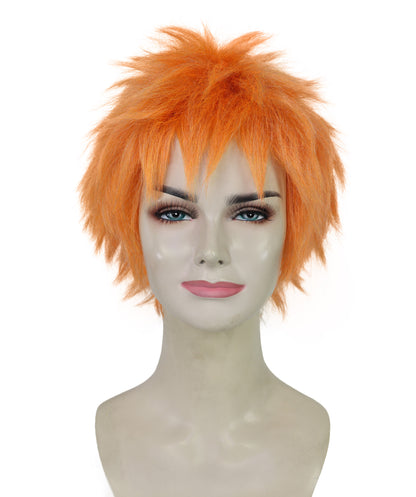 HPO Women’s Vibrant Orange Straight Twin Ponytail Wig  | Ideal for Halloween | Breathable Capless Cap