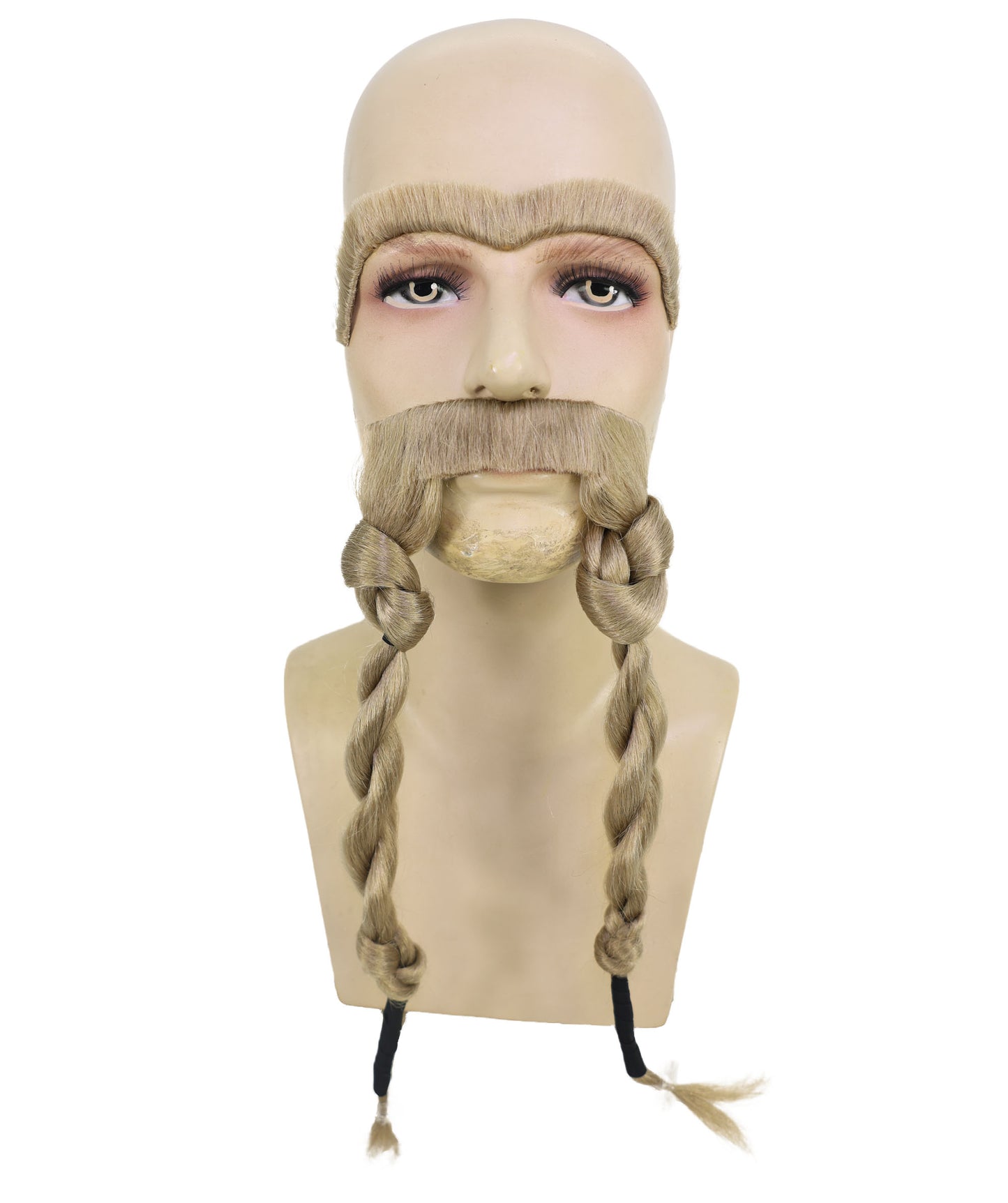 HPO Men’s Ash Blonde Viking Mustache & Eyebrows Set – Warrior Costume Facial Hair | Ideal for Cosplay, Theater, Roleplay, Halloween Dress-Up