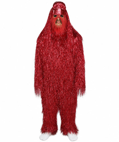 HPO UnisexTinsel Hairy Costume, Bundle & Mask Set | Full-Body Suit & Matching Mask | Long Hair Funny Costume for Halloween, Performers, Cosplay & Mascots | Multicolor Options