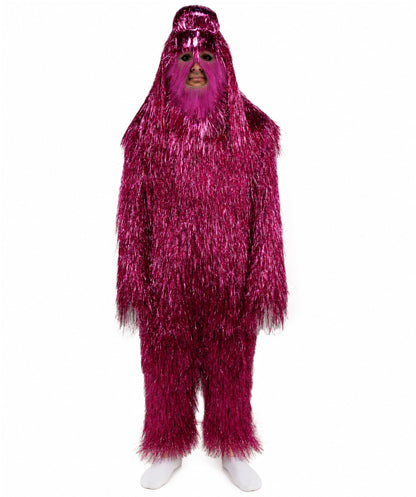HPO UnisexTinsel Hairy Costume, Bundle & Mask Set | Full-Body Suit & Matching Mask | Long Hair Funny Costume for Halloween, Performers, Cosplay & Mascots | Multicolor Options