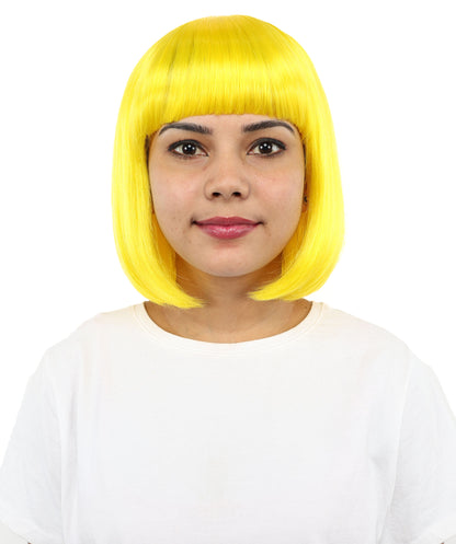 Adult Women’s Medium Bob Wig with Bangs – Layered Hairstyle with Soft Synthetic Fibers & Smooth Texture With Standard Cap | Stylish Hairpiece for Cosplay, Parties & Photo Shoots | Multicolor Options