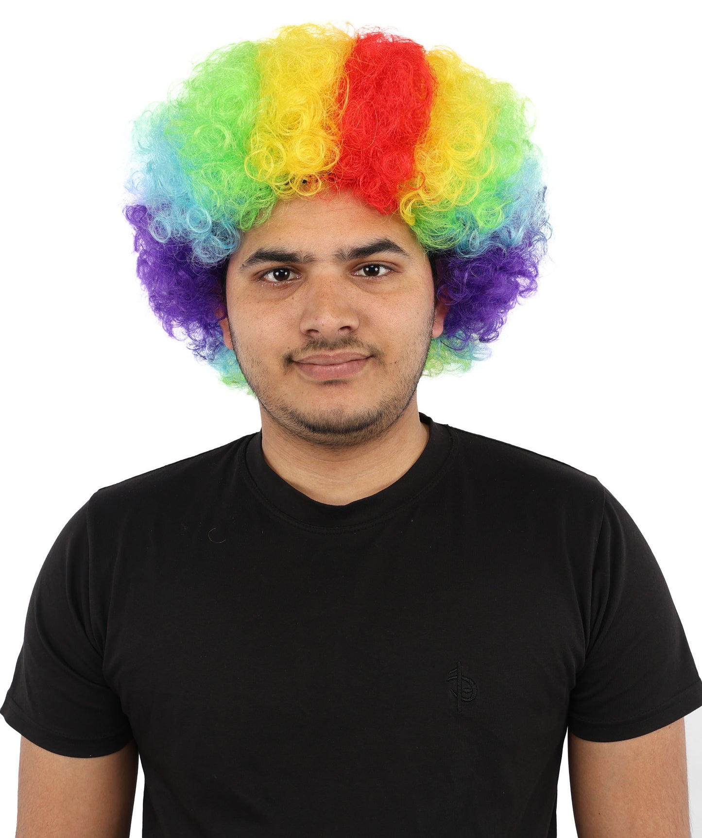 HPO Unisex Rainbow Afro Clown Wig | Multicolor Hairpiece with Standard Cap Design | Suitable for Cosplay, Parties, and Themed Events