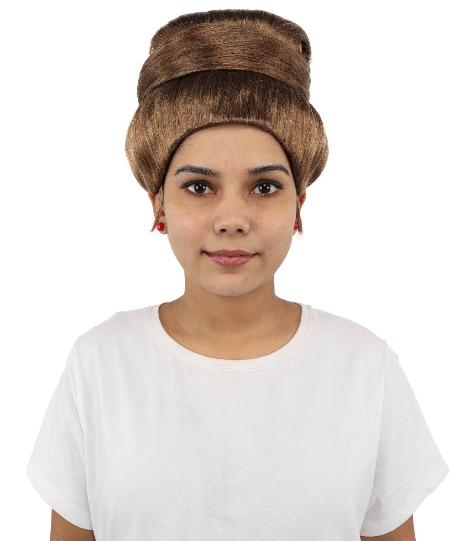 HPO Women's Brown Iconic Diva Roleplay Wig | Flame-resistant Synthetic Fiber with Capless Cap | Ideal for party, Halloween, cosplay, theater, drag, performance, costume events