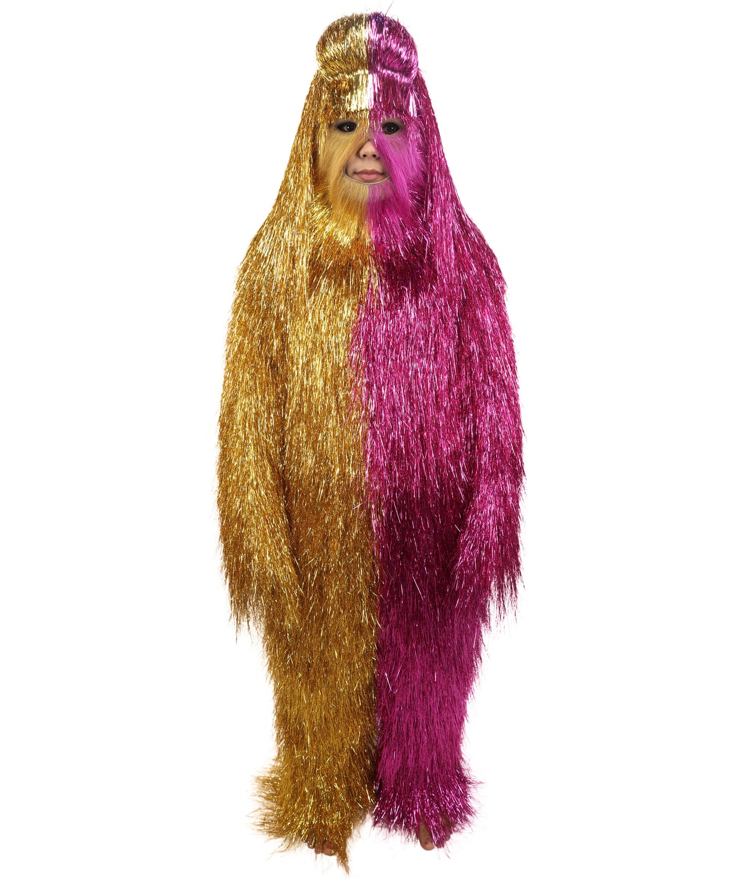 HPO Teen Extreme Hairy Two Part Costume Bundle & Mask Set - Full-Body Hair Suit Extra-Long Costume Wig for Halloween, Cosplay & Parties - Multiple Color Options