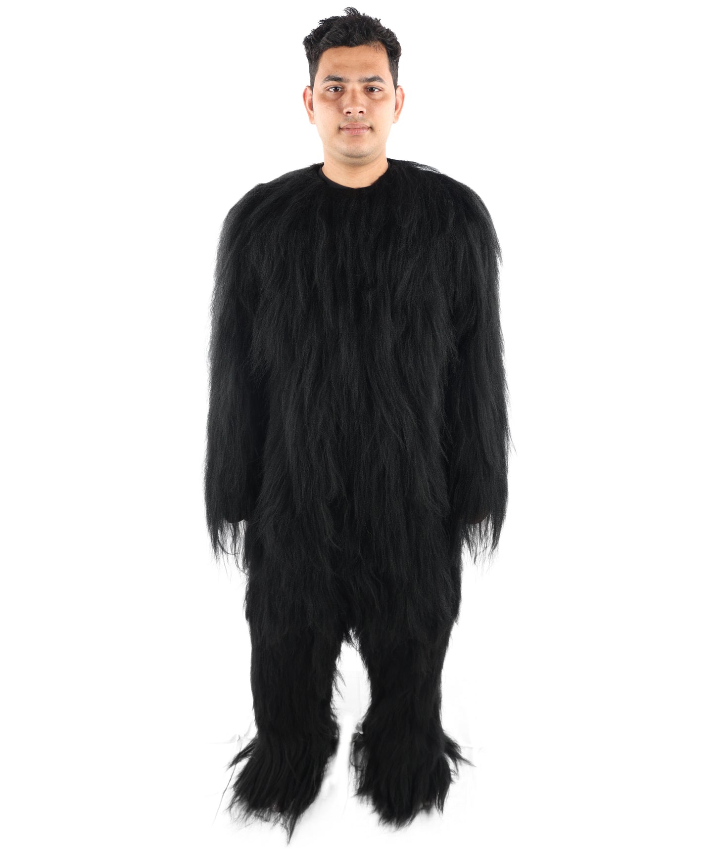 HPO Unisex Extreme Hairy Person Costume, Mask and Bundle - Full-Body Hair Suit Extra-Long Ash Brown Costume Wig for Halloween, Cosplay & Parties