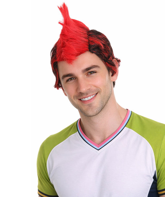 HPO Red Punk Mohawk Wig | Men Halloween Wig |