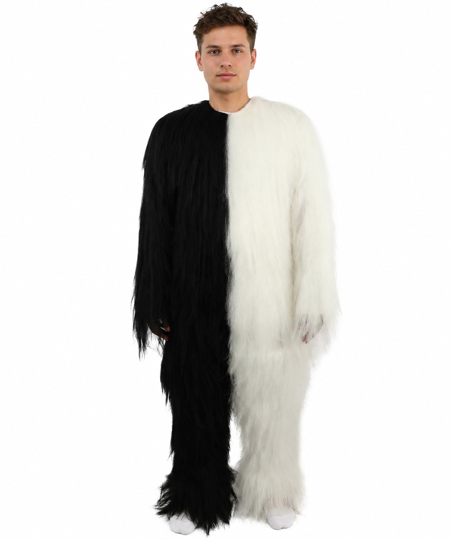 HPO  Extreme Hairy Person Two Part Costume, Mask and Bundle Set - Full-Body Hair Suit Extra-Long Costume Wig for Halloween, Cosplay & Parties - Multiple Color Options