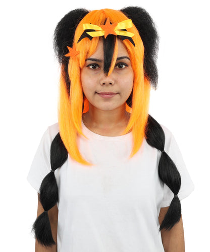 HPO Women's Romantic Multicolor Women's Princess Wig | Long Loose Ringlets with Half-Up Ponytail Styling | Fairytale Cosplay and Theatrical Productions.