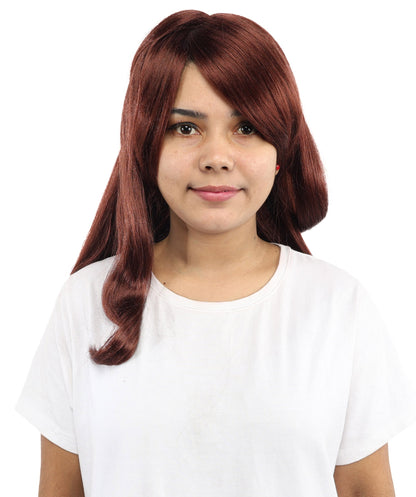 HPO Adult Women's Anime Character Wig | Multiple Color Options | Synthetic Fiber with Side Swept Bangs and Top Tuft | Halloween Party and Comic Con Events