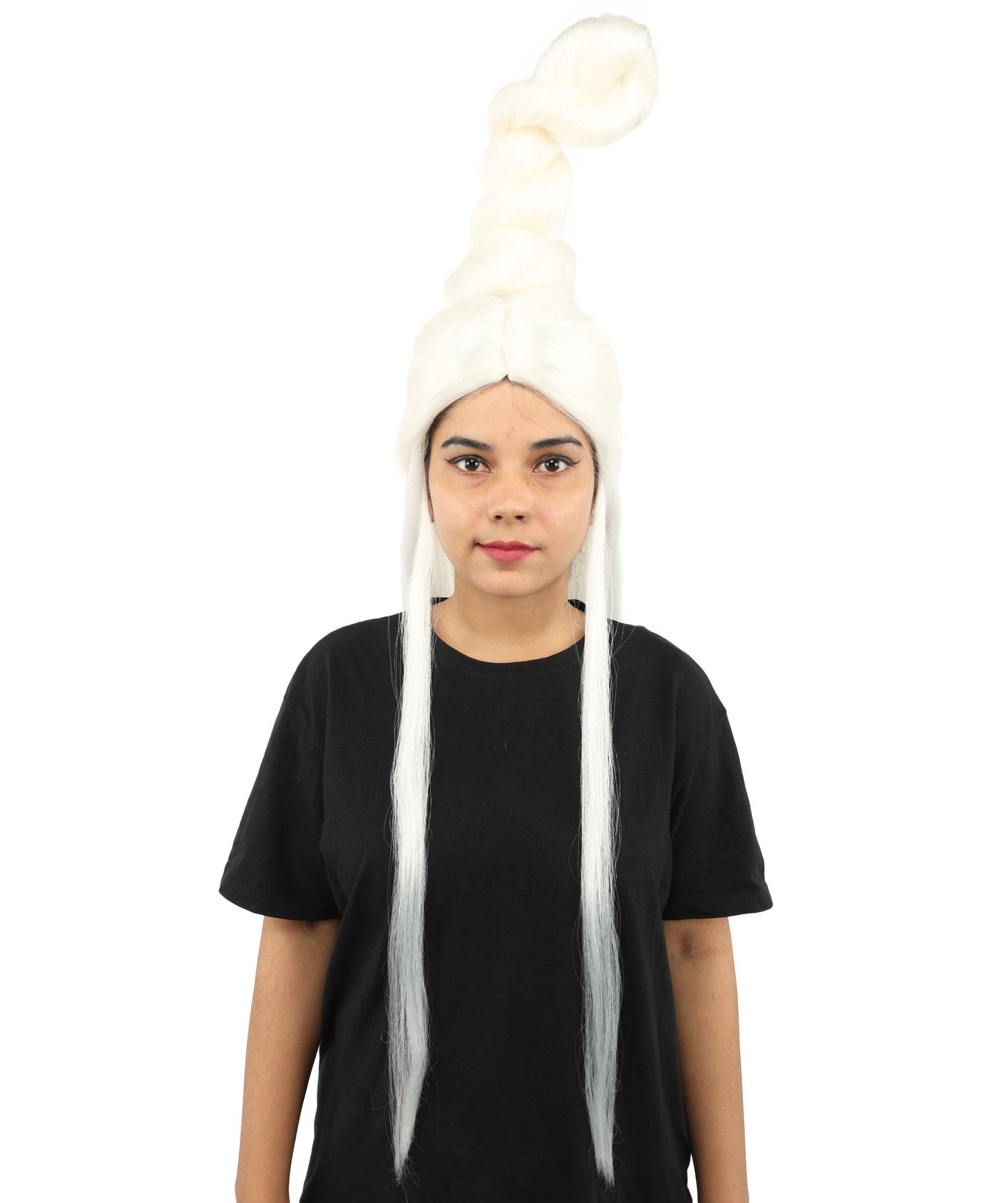 HPO Adult Women's Sculpted Loop Topknot Wig | Multiple Color Options | Create of synthetic fiber, gravity-defying twisted vertical bun with long face-framing strands, breathable base | Party, Halloween, theater, drag, performance, costume events