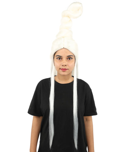 HPO Adult Women's Sculpted Loop Topknot Wig | Multiple Color Options | Create of synthetic fiber, gravity-defying twisted vertical bun with long face-framing strands, breathable base | Party, Halloween, theater, drag, performance, costume events