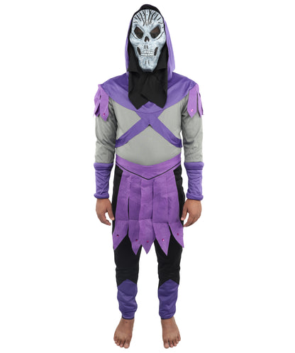 HPO Men's Multicolor Skull Sorcerer Costume – Dress & Mask Suit | Fantasy Villain Outfit for Halloween & Cosplay