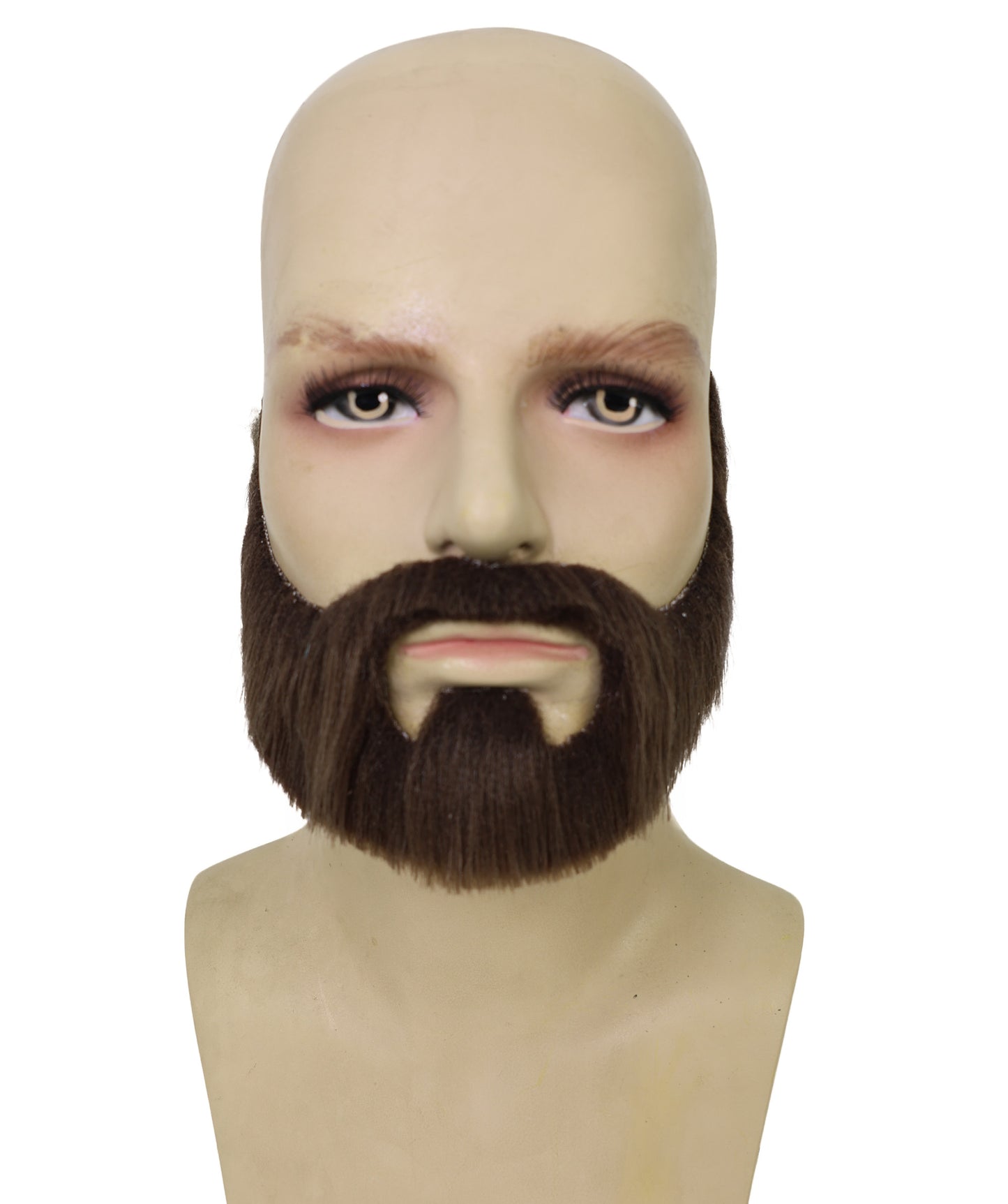 HPO Men's Brown Chinstrap Beard | Trim brown U-shape facial hair design | Ideal for party, Halloween, cosplay, theater, drag, performance, costume events