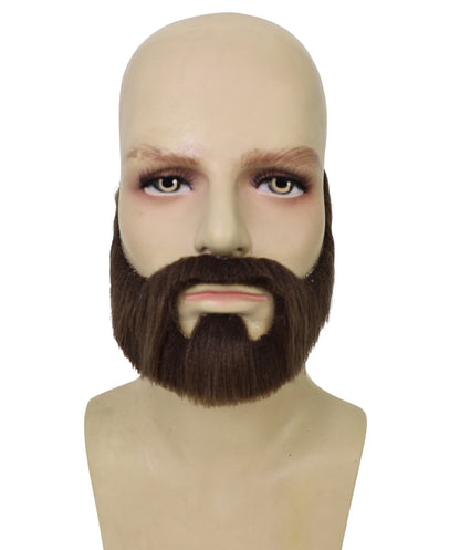 HPO Men's Brown Chinstrap Beard | Trim brown U-shape facial hair design | Ideal for party, Halloween, cosplay, theater, drag, performance, costume events