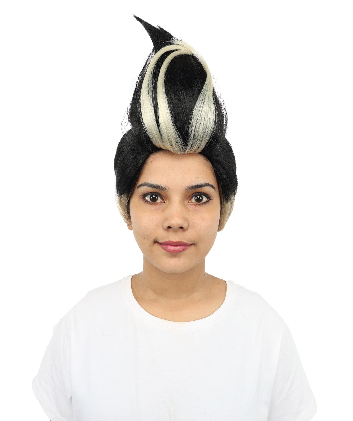HPO Women's Spiky Black & Blonde Anime Wig | Layered Fantasy Cosplay Hairpiece with High Volume Style for Halloween, Roleplay &  Events