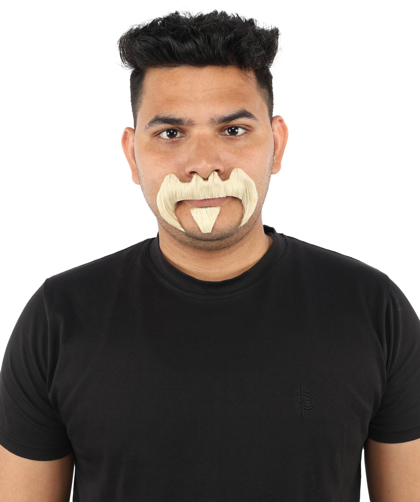 HPO Adult Men’s Bold Horseshoe Mustache with Chin Beard Set – Multiple Color Options - Flame-retardant Synthetic Fiber Fake Facial Hair | Ideal for Halloween Parties, Cowboy, Police Roleplay and Themed Events