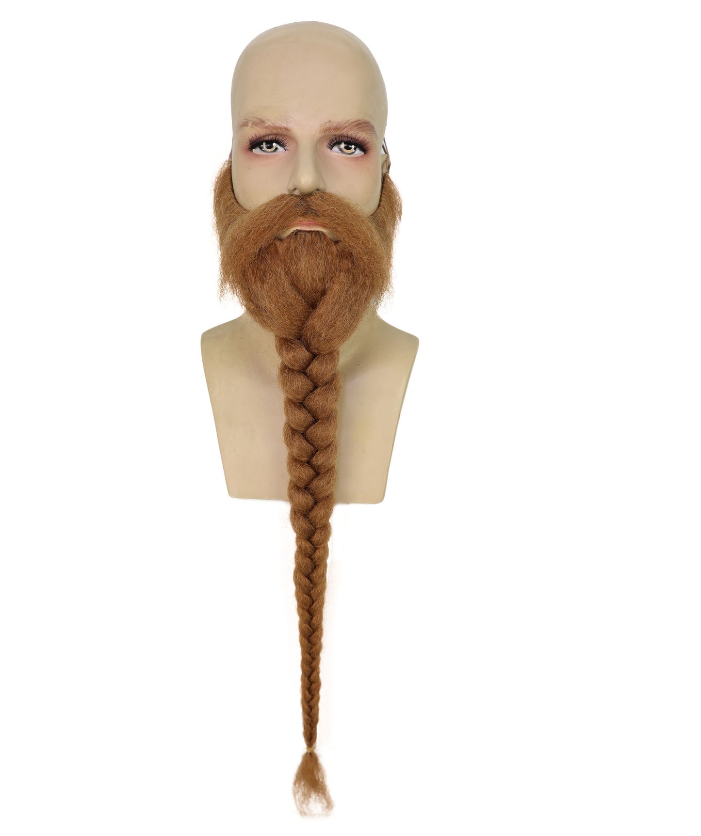 HPO Men's Extra-Long Braided Beard | Brown 25-inch and eye-catching braided facial hair design | Ideal for party, Halloween, cosplay, theater, drag, performance, costume events