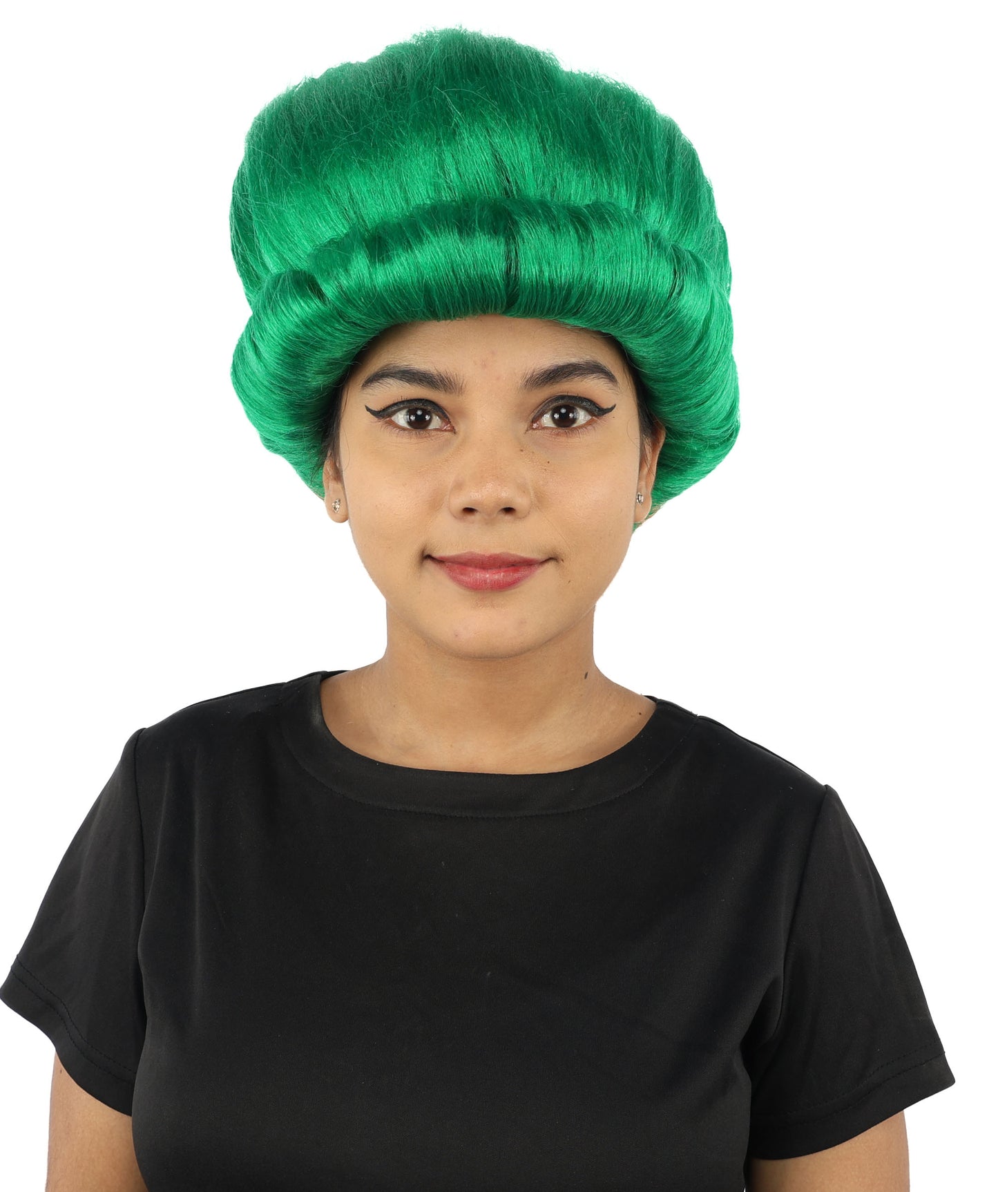 HPO Women's Voluminous Golden Blonde Grandma Wig | Medium Puffy Afro Style with Silver Texture, Synthetic Fiber & Adjustable Fit | Halloween, 100th Day of School, Theater & Funny Costume