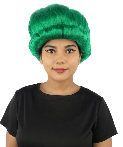 HPO Women's Voluminous Golden Blonde Grandma Wig | Medium Puffy Afro Style with Silver Texture, Synthetic Fiber & Adjustable Fit | Halloween, 100th Day of School, Theater & Funny Costume