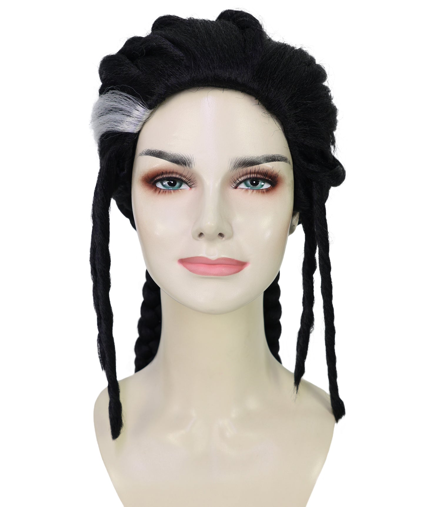HPO Adult Women’s Black Braided Wig with Natural Hairline | Inspired by Fantasy Adventure Heroine Look | Ideal for Halloween |       Breathable Cap