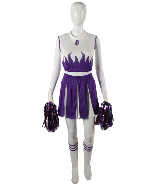 HPO Women's Carnival School Cheerleader Costume Set | Suitable for Halloween | Flame-retardant Synthetic Fabric