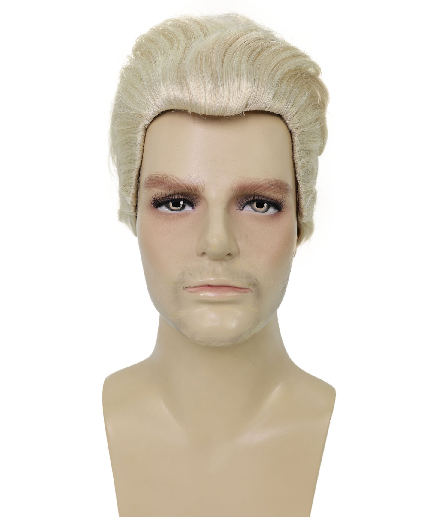 HPO Men's Retro Silver Blonde Hairstyle Wig | Short Synthetic Hair with Adjustable Cap for Cosplay, Themed Events, Halloween, Stage & Roleplay