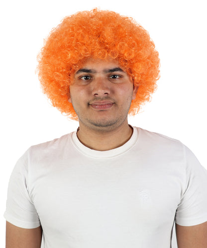 HPO Men's Multi-Color Options Curly Clown Wig | Flame-Retardant Synthetic Fiber and Standard Cap | Ideal for Parties, Cosplay, and Themed Events