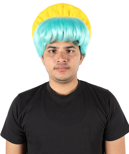 HPO Men's Short Blue Lake Soft Synthetic Fiber Wig | Lightweight Short Wig for Anime & Stage