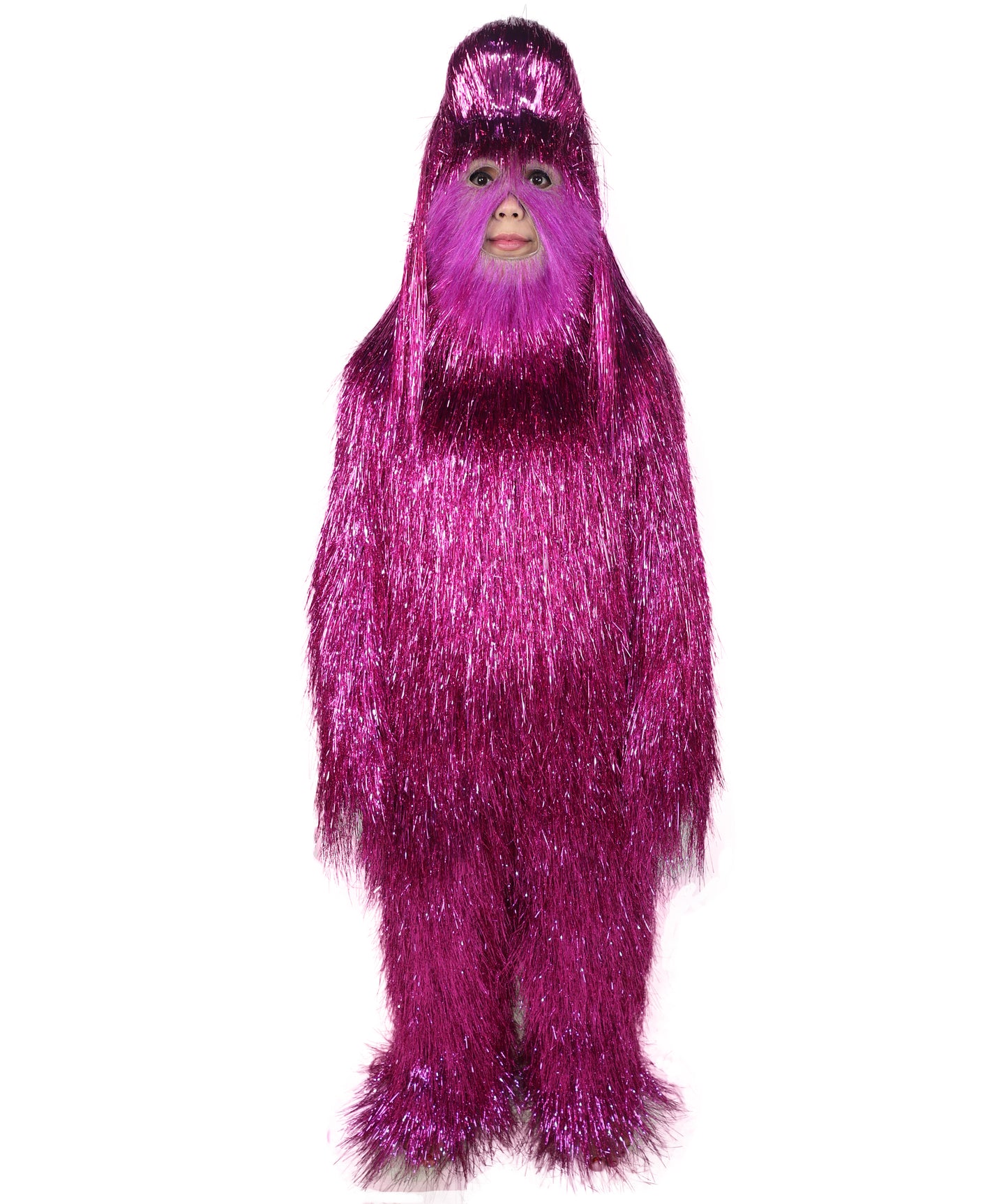 HPO Unisex Teen Extreme Tinsel Hairy Person Costume Bundle & Mask Set - Full-Body Tinsel Hair Suit Extra-Long Costume Wig for Halloween, Cosplay & Parties - Multiple Color Options