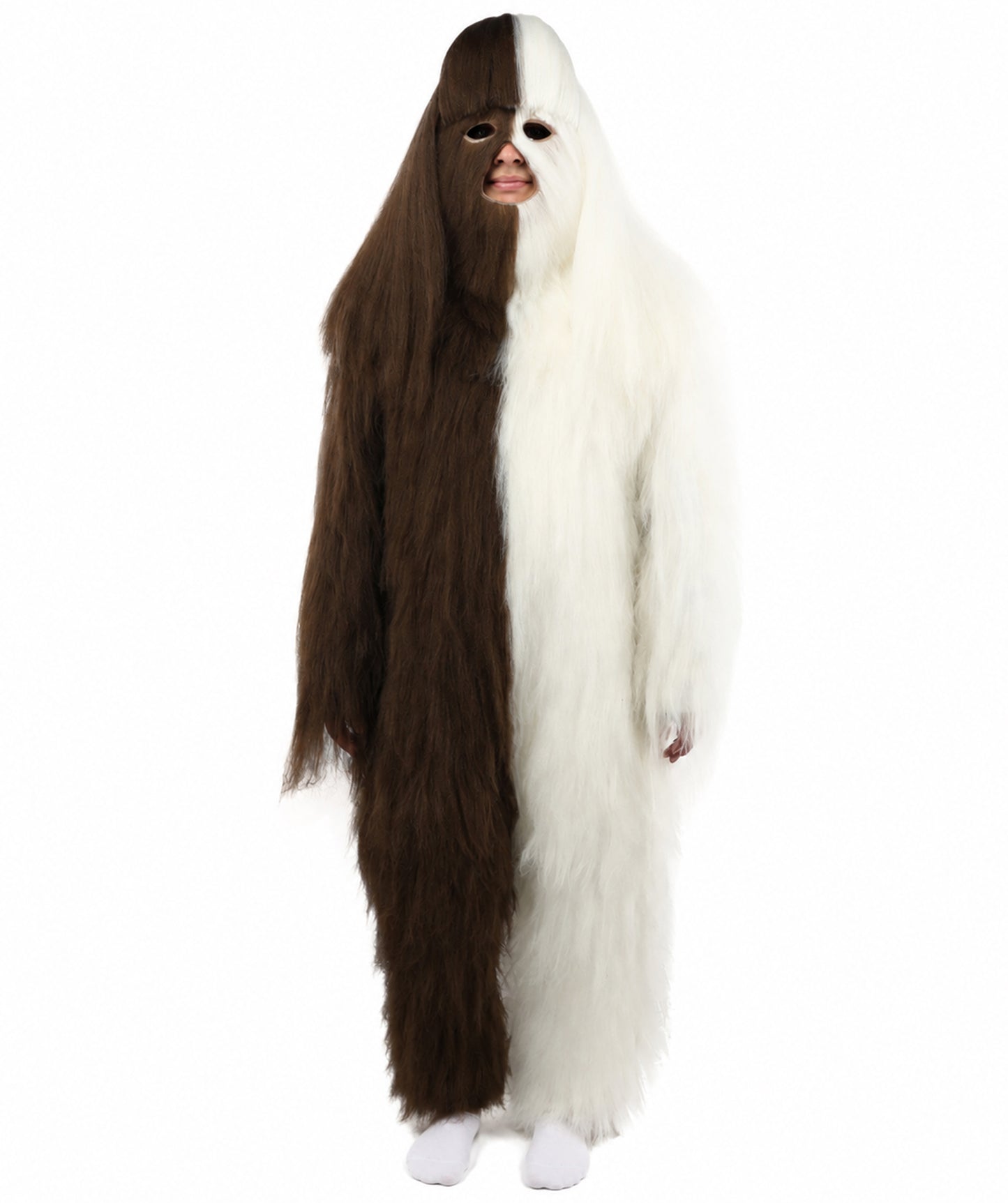 HPO  Extreme Hairy Person Two Part Costume, Mask and Bundle Set - Full-Body Hair Suit Extra-Long Costume Wig for Halloween, Cosplay & Parties - Multiple Color Options