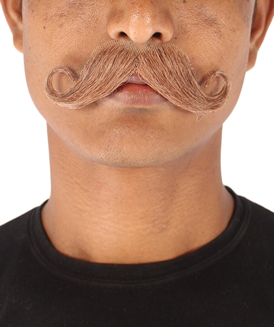 HPO Men's Light Brown Moustache by HPO | Synthetic Fiber for a Lifelike Appearance | Ideal for Halloween, or Themed Events | Natural-Looking Style