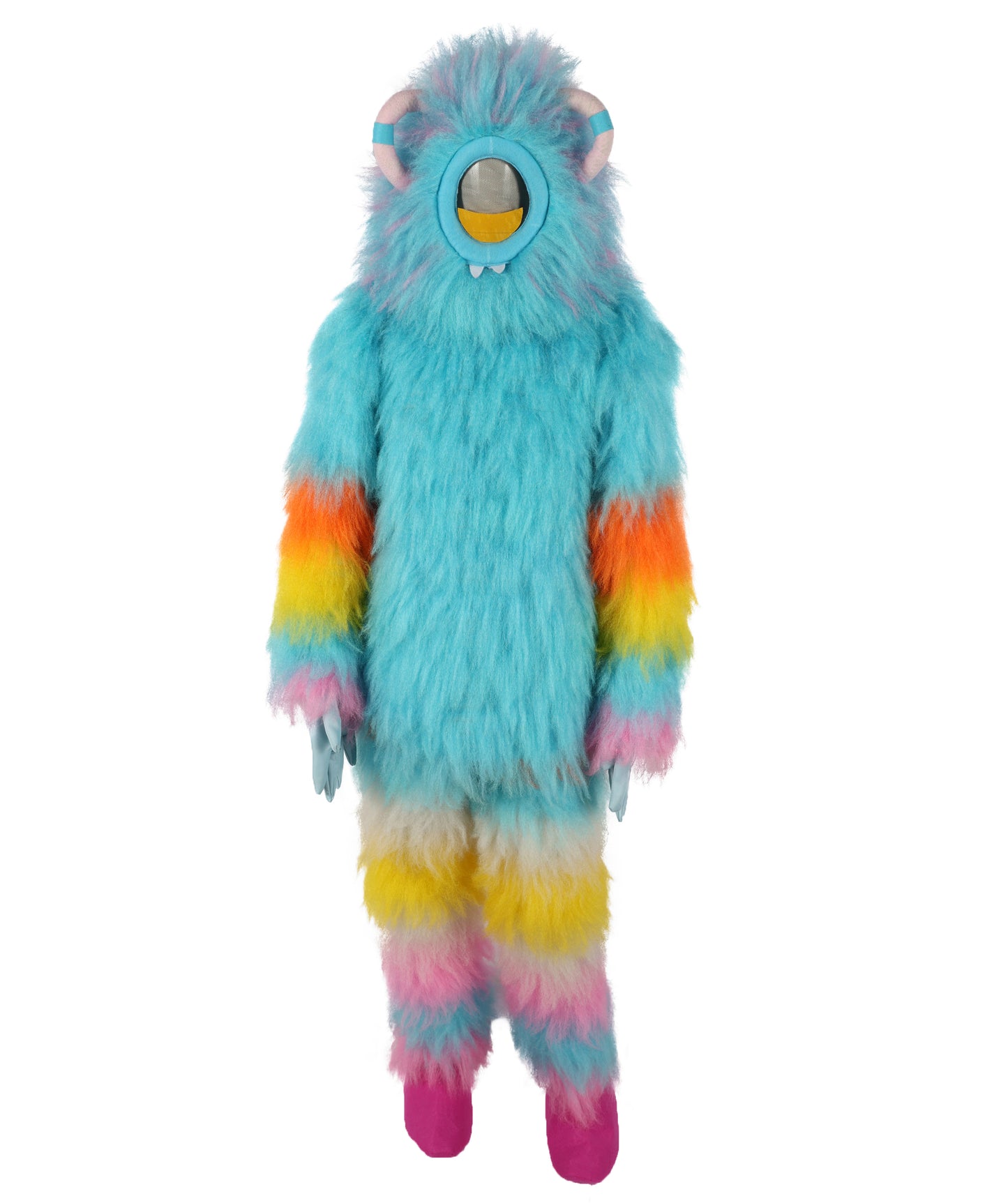 HPO Unisex Furry Blue Monster Plush Costume Set – Head Mask & Full Suit| Perfect for Halloween| Flame-retardant Synthetic Fabric