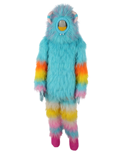 HPO Unisex Furry Blue Monster Plush Costume Set – Head Mask & Full Suit| Perfect for Halloween| Flame-retardant Synthetic Fabric