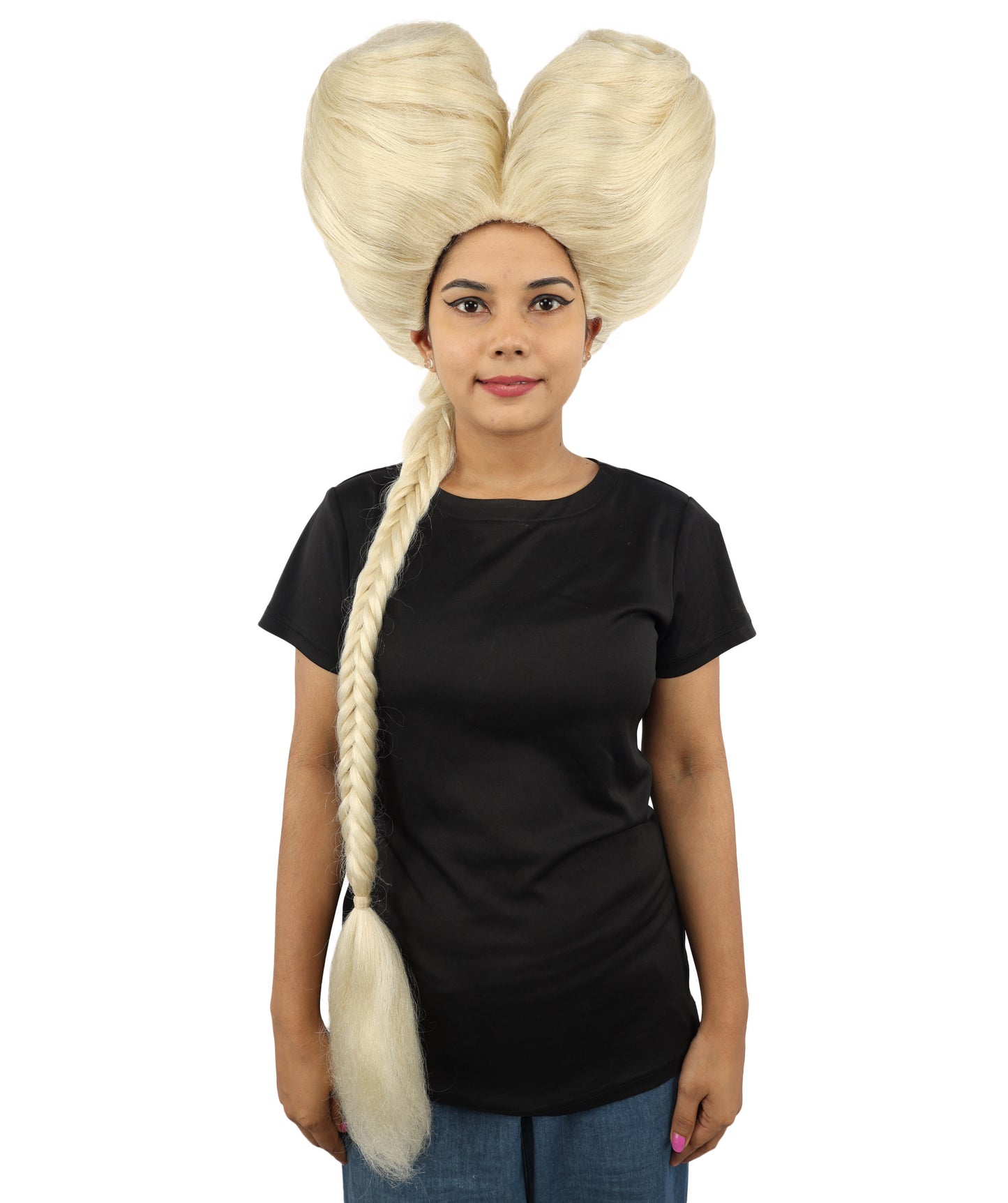 HPO Women’s Extra Long Golden Brown Count Dracula Wig | 42 Inch Synthetic Hairpiece Ideal for Gothic Noble Costume Halloween Cosplay Party Fancy Dress