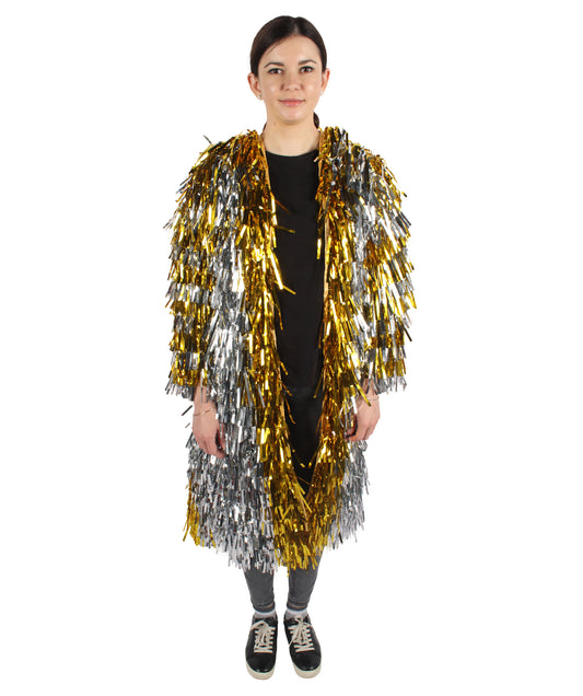 HPO Women's Gold & Glitter Tinsel Trenchcoat, Perfect for Halloween