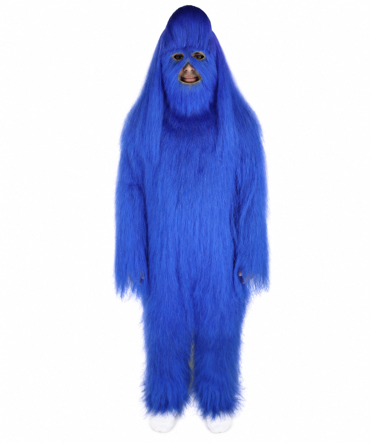 HPO Unisex Extreme Hairy Person Costume, Mask and Bundle - Full-Body Hair Suit Extra-Long Ash Brown Costume Wig for Halloween, Cosplay & Parties