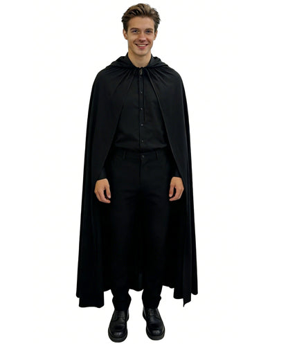 HPO Men's Classic Vampire Cloak Roleplay Black Set | Crafted from Flame-retardant Synthetic Febric with a comfortable free size fit | Ideal for party, Halloween, cosplay, theater, drag, performance, costume events