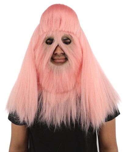 HPO Unisex Extreme Hairy Person Costume, Mask and Bundle - Full-Body Hair Suit Extra-Long Ash Brown Costume Wig for Halloween, Cosplay & Parties