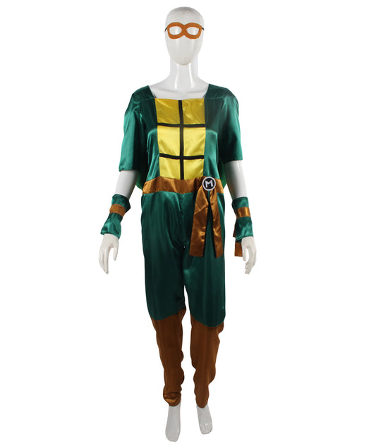 HPO Women's Comic Superhero Turtle Jumpsuit Costume Set | Suitable for Halloween | Flame-retardant Synthetic Fabric