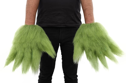 HPO Adult Unisex Banana Leaf  Furry Monster Grinch Costume | Christmas Santa Costume | Full-Body Fur Outfit with Long Fluffy Fabric | Ideal for Halloween, Cosplay & Party Events