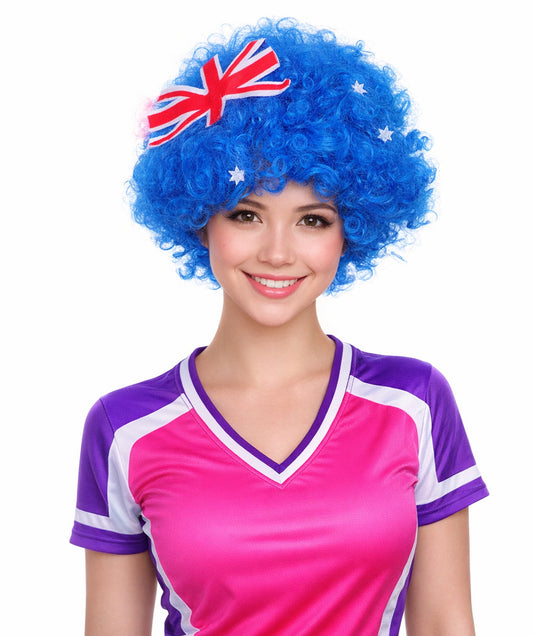 Australia Flag Sport Afro Wig | Premium Breathable Capless Cap