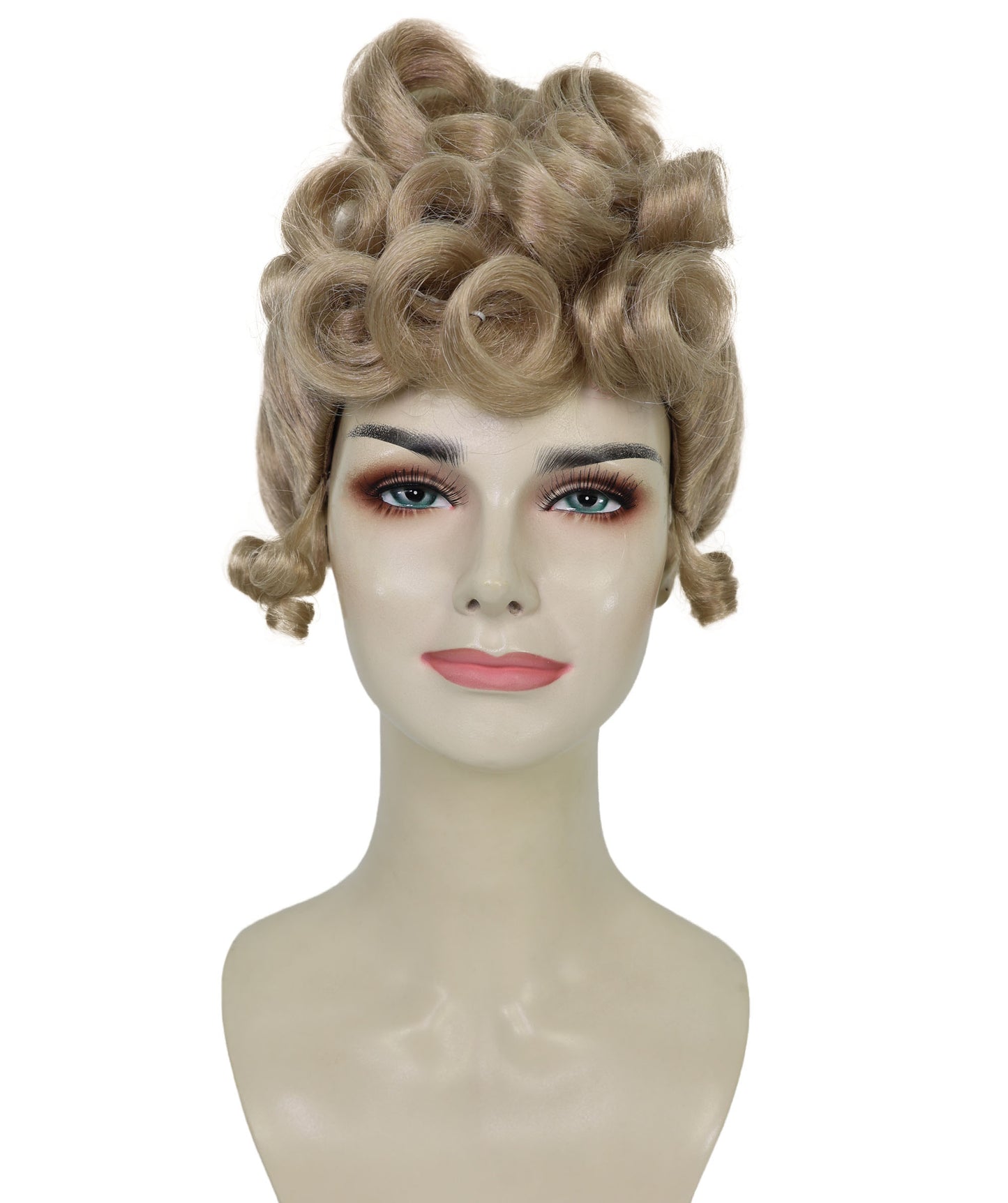 HPO Women’s Vintage Edwardian Updo Dark Blonde Wig | Classic Early 20th Century Hairstyle | Synthetic Fibers with Adjustable Cap for Cosplay & Stage