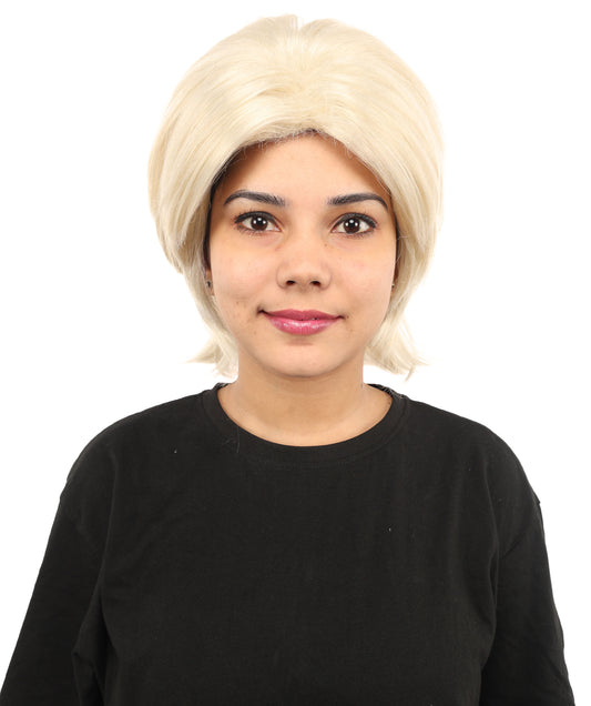 HPO Women's Medium Blonde Layered Wig | Synthetic Hair with Natural Flow | Ideal for Cosplay, Halloween & Roleplay